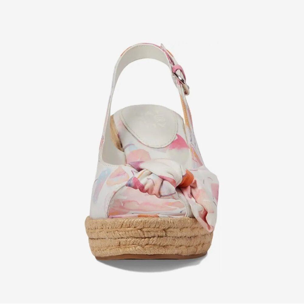 Naturalizer Floral Pink and Orange Espadrille Wedge Sandals - Picture 2 of 5